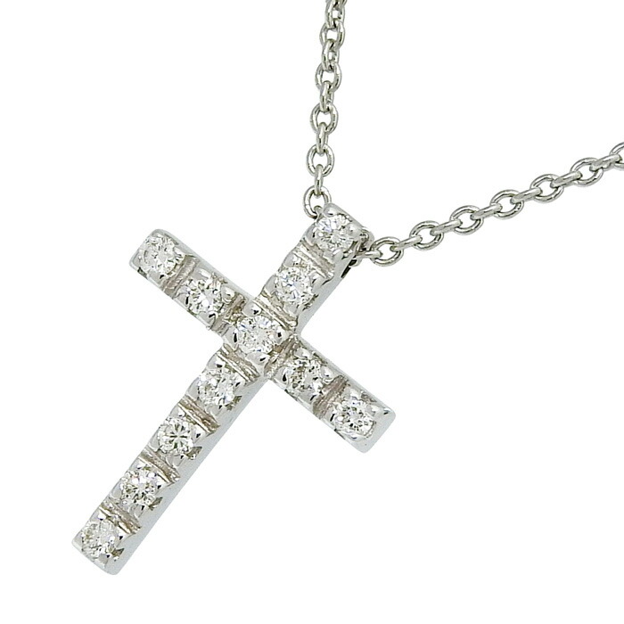 【ポイント15倍 最大10万円割引クーポン 数量限定】 STAR JEWERLY スタージュエリー クロス ダイヤ ネックレス K18WG 750 ホワイトゴールド ダイヤモンド 0.11ct 35cm アジャスター付 首飾り アクセサリー レディース 送料無料 241100102465 ★|大阪屋質店