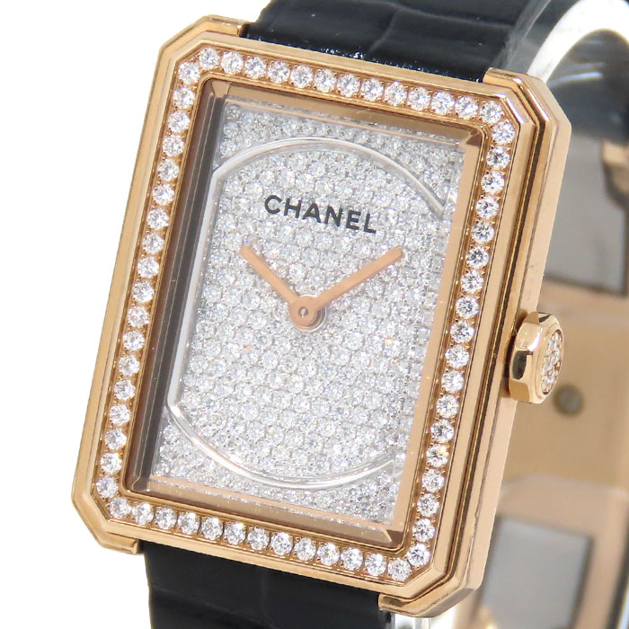 【最大10万円割引クーポン 数量限定】 CHANEL シャネル ボーイフレンド H4880 ダイヤモンド文字盤 K18BG 750 ベージュゴールド レザー パヴェダイヤ 保証書付 約44.1g 腕時計 電池式 クォーツ レディース 送料無料 241001029010|大阪屋質店