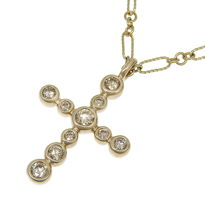 【最大10万円割引クーポン 数量限定】 KASHIKEY カシケイ ブラウンダイヤ クロス ネックレス K18BG 750 ブラウンゴールド ブラウンダイヤモンド 0.40ct 41cm アジャスター付 首飾り アクセサリー レディース 送料無料 241100103293 ★