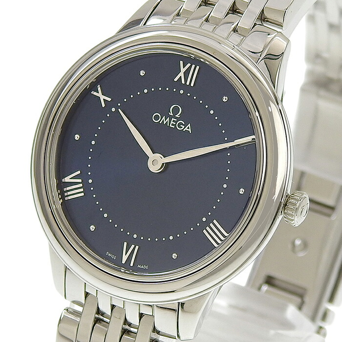 【ポイント7倍＆ 最大10万円割引クーポン数量限定 】OMEGA オメガ デ・ヴィル プレステージ 434.10.30.60.03.001 ネイビー文字盤 SS ステンレススチール 腕時計 クォーツ レディース 送料無料 241001028810 ★