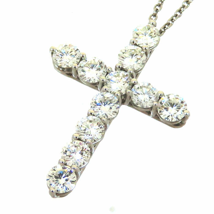 【ポイント15倍＆ 最大10万円割引クーポン数量限定 】TIFFANY & Co. ティファニー クロス ダイヤ ネックレス ラージ Pt950 プラチナ ダイヤモンド 41cm 首飾り ペンダント アクセサリー レディース 送料無料 241001026991