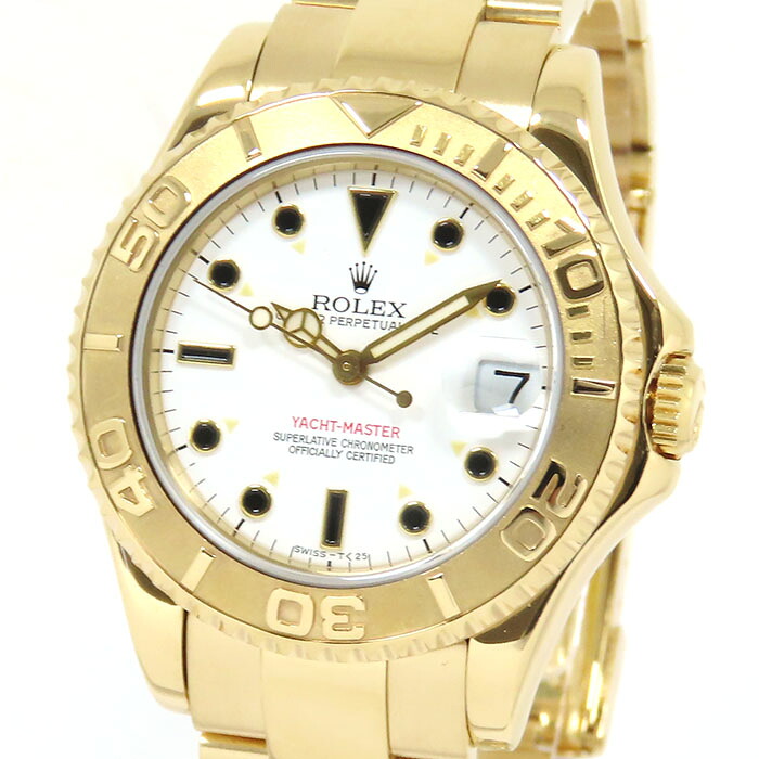【最大10万円割引クーポン 数量限定】 ROLEX ロレックス ヨットマスター 68628 W番 ホワイト文字盤 K18YG 750 イエローゴールド 金無垢 腕時計 自動巻 ボーイズ 送料無料【仕上済】241001029792｜大阪屋質店 1,043,000円