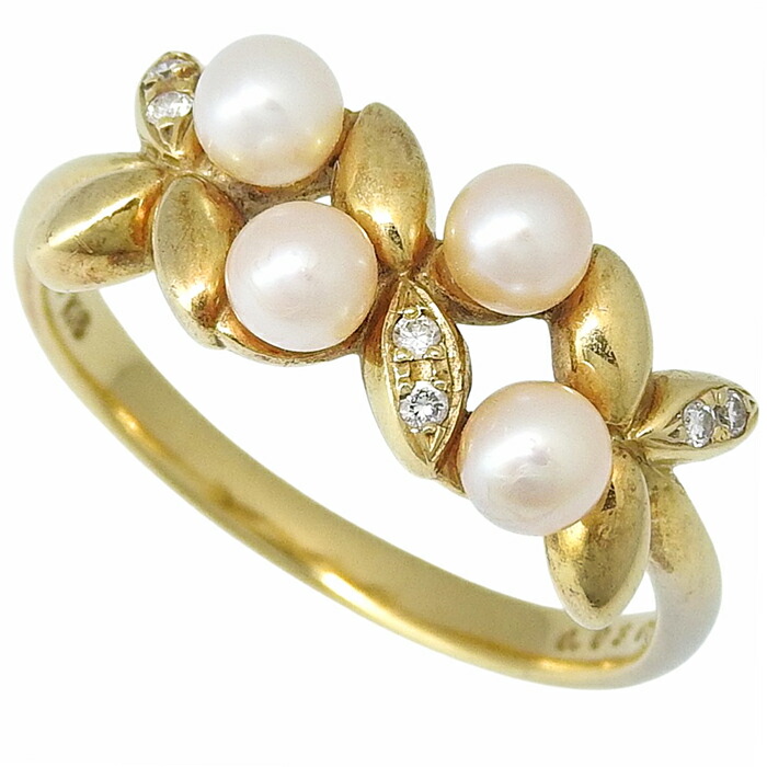 【ポイント7倍 最大10万円割引クーポン 数量限定】 MIKIMOTO ミキモト ベルリータ パール ダイヤ リング K18YG 750 イエローゴールド パール 真珠 ダイヤモンド 0.03ct 16.5号 指輪 アクセサリー レディース 送料無料 240101851776 ★|大阪屋質店