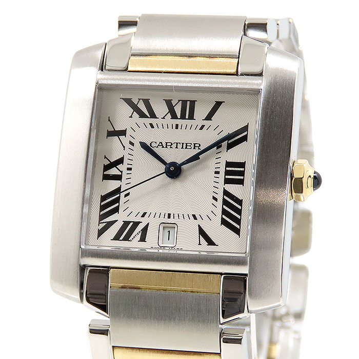 Cartier カルティエ タンク フランセーズ LM W51005Q4 シルバー文字盤 SS ステンレススチール K18YG イエローゴールド 約99.7g 腕時計 自動巻き メンズ 送料無料【仕上・時間調整済】241001028401