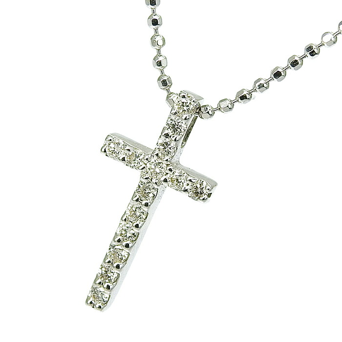 【ポイント10倍 最大10万円割引クーポン 数量限定】 VENDOME ヴァンドーム クロス モチーフ ダイヤ ネックレス K18WG 750 ホワイトゴールド ダイヤモンド 0.12ct 36.5cm アジャスター付 首飾り 2.5g アクセサリー レディース 送料無料 241100104688 ★|大阪屋質店