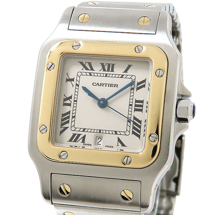 【最大10万円割引クーポン数量限定 】 CARTIER カルティエ サントスガルベ W20011C4 ホワイト文字盤 K18YG×SS イエローゴールド 750×ステンレススチール コンビ 約79.0g 腕時計 電池式 メンズ 送料無料 【仕上・電池交換済】 241001029601
