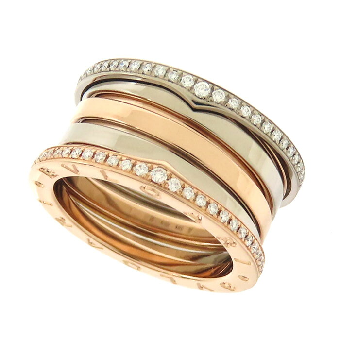 BVLGARI ブルガリ B-Zero1 4バンド ダイヤ リング 355071 K18WG K18PG 750 ホワイトゴールド ピンクゴールド ダイヤモンド コンビ 56 ビーゼロワン 指輪 約11.1g アクセサリー ユニセックス 送料無料 240101815122
