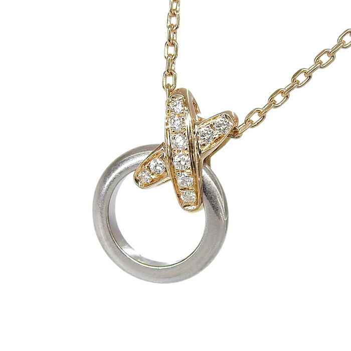 CHAUMET ショーメ ジュ・ドゥ・リアン プルミエリアン ネックレス K18PG K18WG 750 ピンクゴールド ホワイトゴールド ダイヤモンド 37.5cm アジャスター付 首飾り 6.3g アクセサリー レディース 送料無料 241100099835 ★｜大阪屋質店