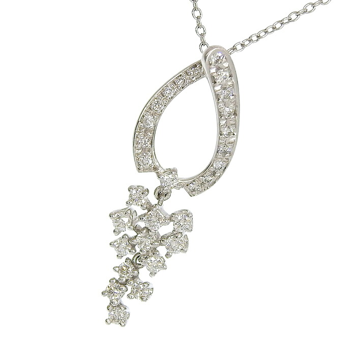 PONTE VECCHIO ポンテヴェキオ デザイン ダイヤ ネックレス K18WG 750 ホワイトゴールド ダイヤモンド 0.620ct 39.5cm アジャスター付 首飾り 5.8g アクセサリー レディース 送料無料 241100099954 ★｜大阪屋質店