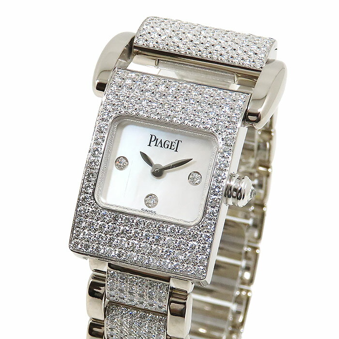 【ポイント3倍 最大10万円割引クーポン 数量限定】 PIAGET ピアジェ ミス プロトコール 5224 シェル文字盤 K18WG 750 ホワイトゴールド ダイヤモンド 約84.4g 腕時計 電池式 レディース 送料無料【仕上・電池交換済】241001031690｜大阪屋質店