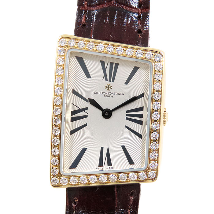 【最大10万円割引クーポン 数量限定】 VACHERON CONSTANTIN ヴァシュロン・コンスタンタン アシンメトリカル 1972 ダイヤベゼル 25520/000J シルバー文字盤 K18YG イエローゴールド ダイヤ 約42.2g 腕時計 電池式 クォーツ レディース 【仕上済】241001030692｜大阪屋質店 439,200円
