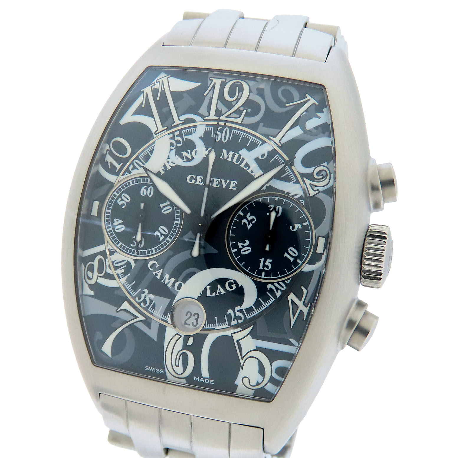 【最大10万円割引クーポン 数量限定】 FRANCK MULLER フランク・ミュラー カサブランカ カモフラージュ クロノグラフ 8883CCCDT BR グレー文字盤 SS ステンレススチール 約206.7g 腕時計 自動巻き メンズ 送料無料【仕上・OH済】241001032555|大阪屋質店