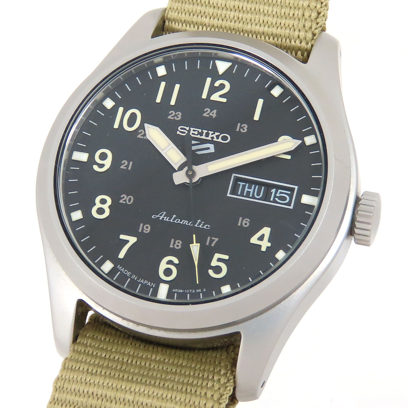 【最大10万円割引クーポン 数量限定】 SEIKO セイコー 5スポーツ Field series SBSA117 4R36-10A0 ブラック文字盤 SS ステンレススチール ナイロン 裏スケ 保証書付 約76.3g 腕時計 自動巻き メンズ 送料無料 241001034997|大阪屋質店