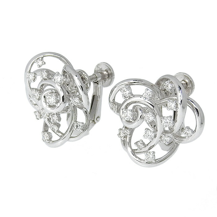 TASAKI タサキ デザイン ダイヤ イヤリング K18WG 750 ホワイトゴールド ダイヤモンド 0.28ct/0.28ct 耳飾り 9.0g アクセサリー レディース 送料無料 240101861275 ★｜大阪屋質店