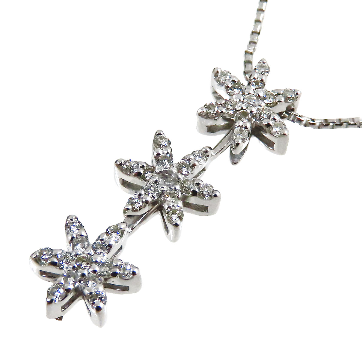 LA SOMA ラソマ デザイン ダイヤ ネックレス K18WG 750 ホワイトゴールド ダイヤモンド 0.23ct ~49cm アジャスター付 首飾り 3.5g アクセサリー レディース 送料無料 241100110323|大阪屋質店