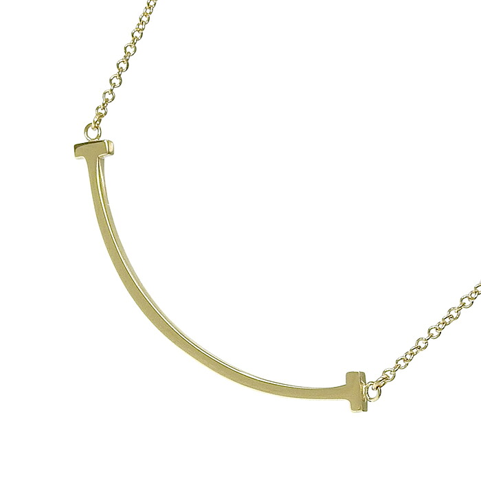 TIFFANY & Co. ティファニー Tスマイル スモール ネックレス K18YG 750 イエローゴールド 40cm アジャスター付 首飾り 2.9g アクセサリー レディース 送料無料 240101876621 ★｜大阪屋質店