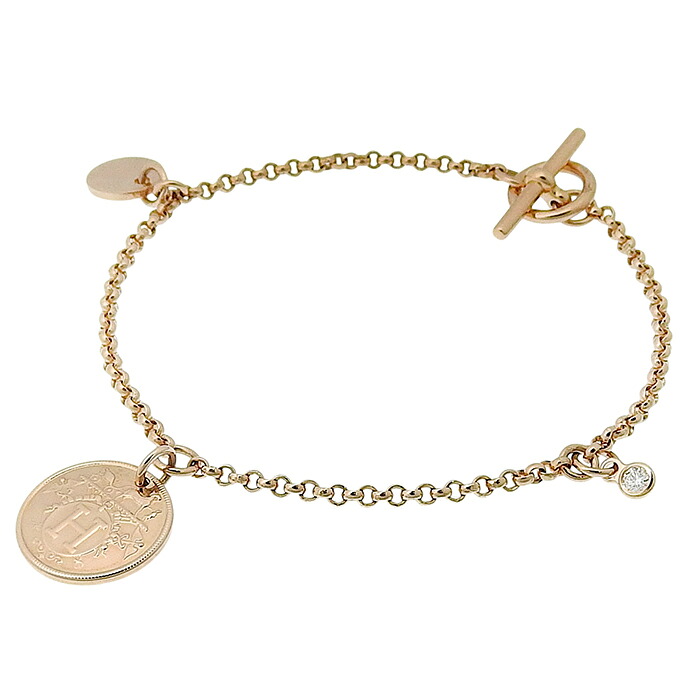 HERMES エルメス エクスリブリス PM ダイヤ ブレスレット K18PG 750 ピンクゴールド ダイヤモンド 16cm 腕輪 6.9g アクセサリー レディース 送料無料 241100110169 ★｜大阪屋質店