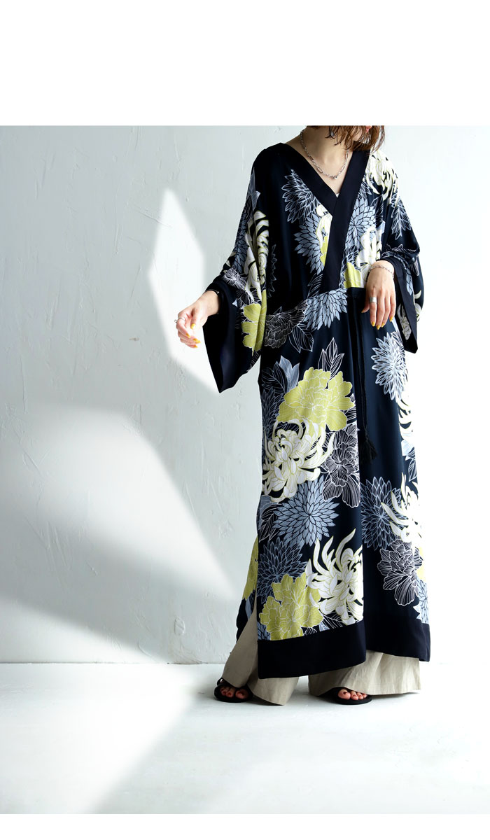 送料無料 ワンピース トップス プルオーバー シャツ 花柄 和柄 柄 菊文様 着物 浴衣 和風 和装 和服 模様 ブラック ネイビー グリーン レーヨン ヴィンテージ カジュアル 和モダン モダン レトロ 大人 レディース 春夏 お出かけ おしゃれ Napierprison Com