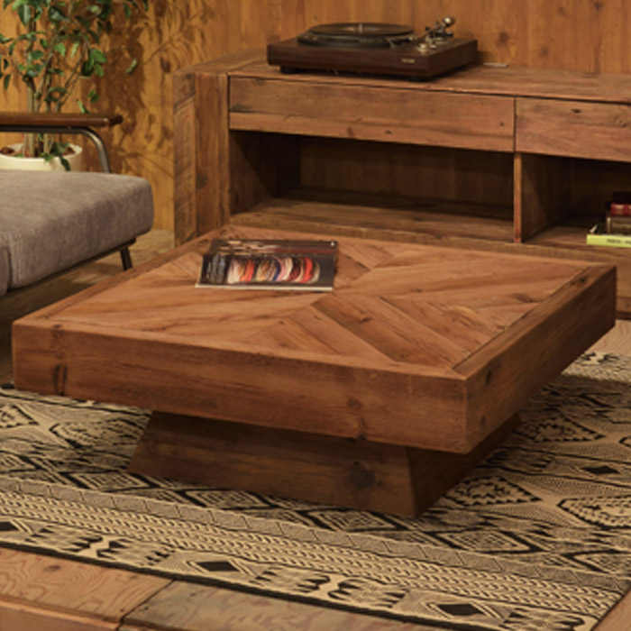 センターテーブル 100 100 部屋 ローテーブル 机 天然木 雰囲気ある天然木が魅せる 100 100センターテーブル センターテーブル ローテーブル 家具 インテリア 正方形 木 ウッド 天然木 おしゃれ 送料無料 テーブル ブラウン アンティーク ヴィンテージ 北欧