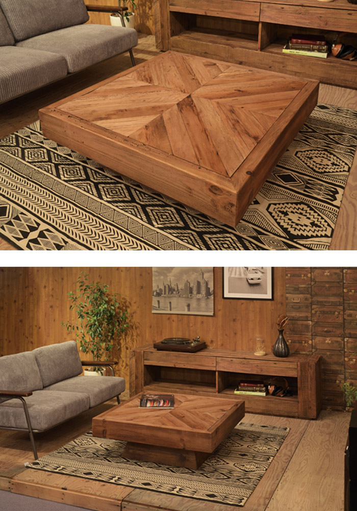 送料無料 テーブル 100 100 センターテーブル ローテーブル 机 家具 正方形 インテリア ブラウン 天然木 木 ウッド おしゃれ アンティーク ヴィンテージ 北欧 シンプル カフェ レストラン アトリエ リビング 事務所 オフィス 部屋 新生活 引っ越し お祝い Monitor