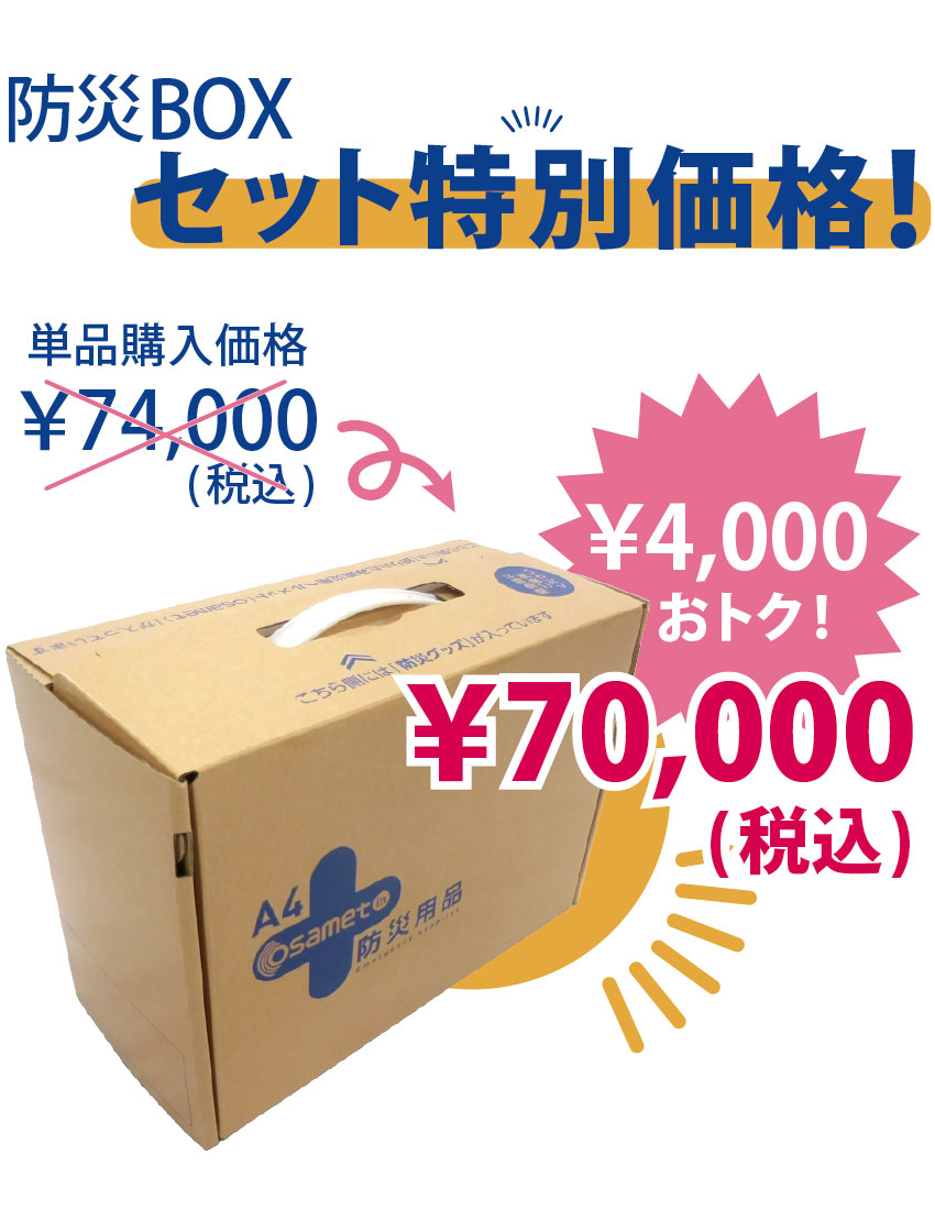 防災box 1人用 防災用品 コンパクト収納 非常用 社内 折り畳みヘルメット付き 保存食 電池 防災ボックス ラジオ オフィス オサメット 一人用 備蓄 緊急 サイズ 防災セット 非常用持ち出し袋 保存水