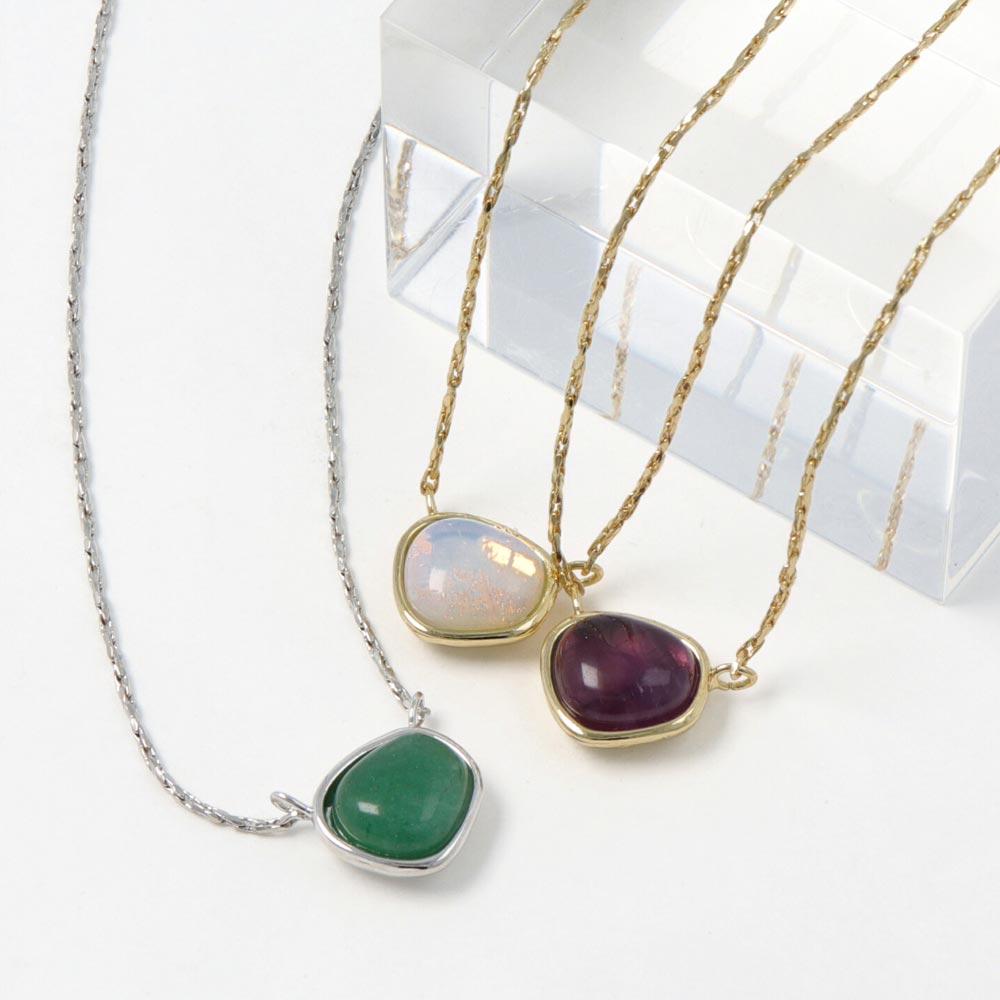 ネックレス ニッケルフリー 天然石 変形オーバル チェーン メタル プチネックレス アクセサリー レディース 金属アレルギー 女性 大人 プレゼント ギフト 結婚式 誕生日 おしゃれ オシャレ かわいい 可愛い シンプル 安いそれに目立つ
