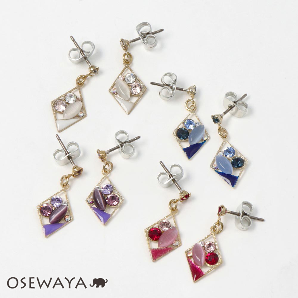 ピアス ニッケルフリー ストーン 合成キャッツアイ ひし形 チタンポスト ドロップピアス アクセサリー 金属アレルギー レディース 女性 アレルギー対応 プレゼント ギフト 結婚式 誕生日 おしゃれ オシャレ かわいい 可愛い シンプル 22秋冬新作