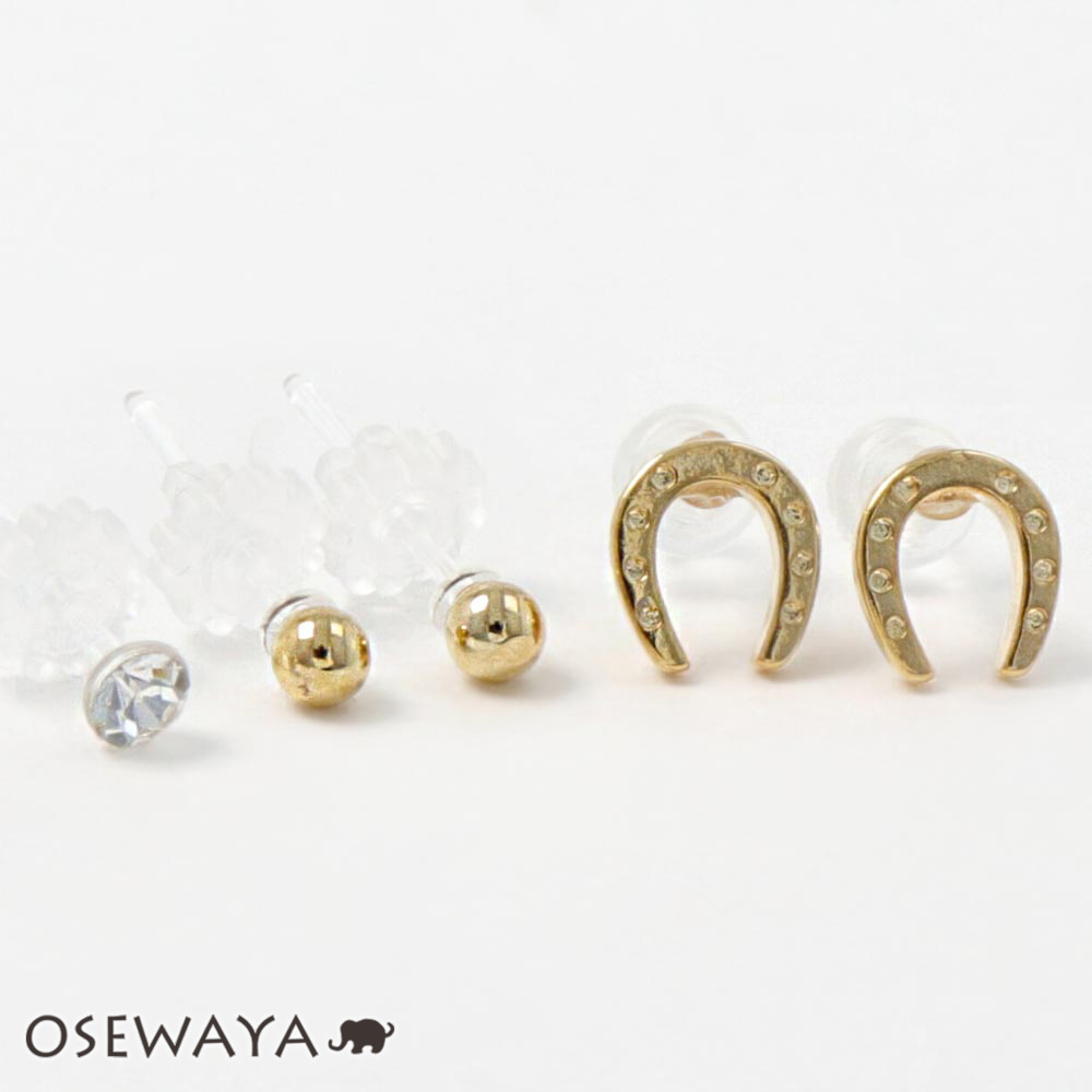 樹脂ピアス ニッケルフリー ホースシュー 馬蹄 ボール ストーン 5個セット ポストピアス アクセサリー レディース 女性 アレルギー対応 プレゼント ギフト 結婚式 誕生日 おしゃれ オシャレ ファッション通販