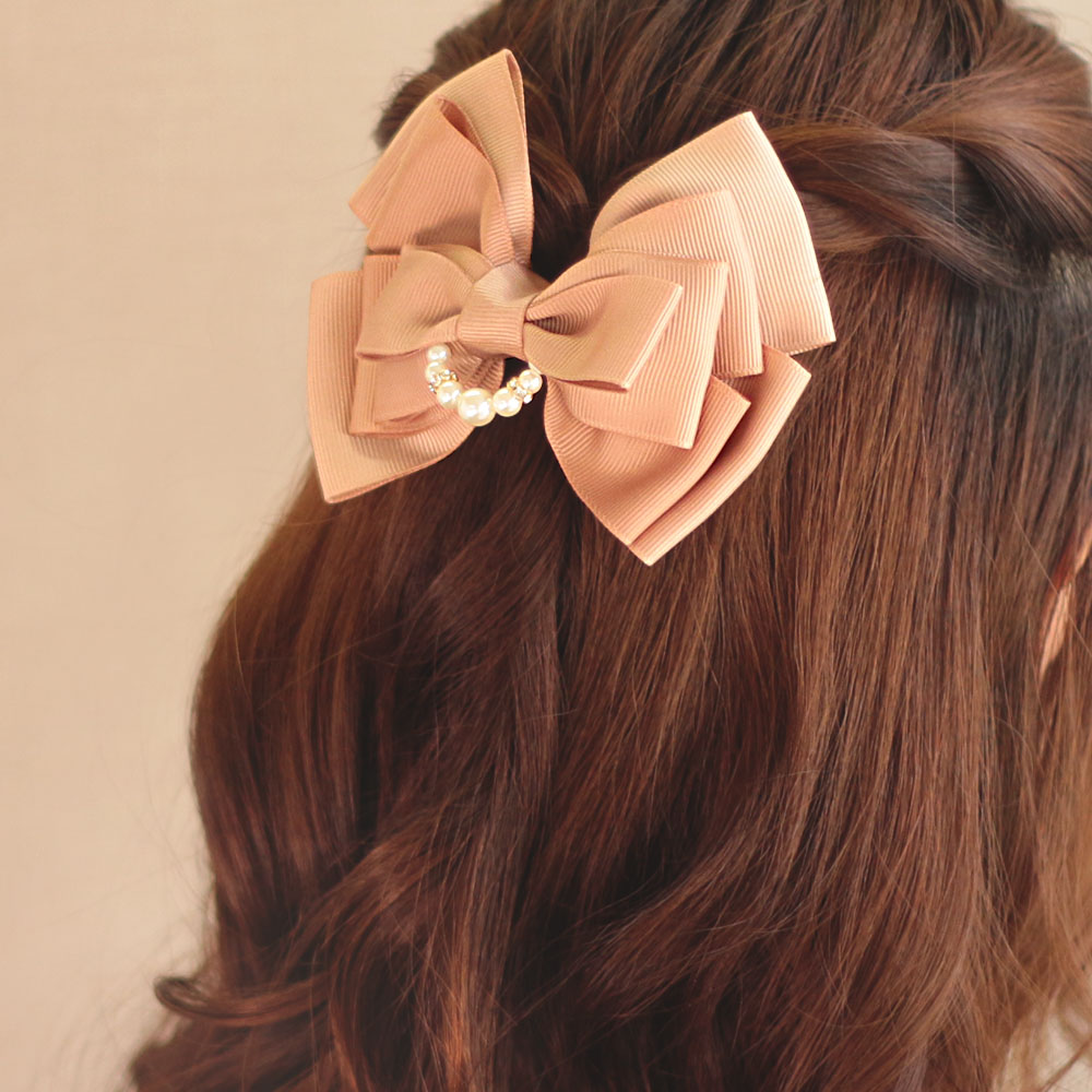 全国宅配無料 バレッタ リボン パール ストーン すべり止め付き ヘアアクセサリー ヘアアクセ レディース 女性 大人 プレゼント ギフト 結婚式 カジュアル おしゃれ オシャレ かわいい 可愛い シンプル M Artpassions Ch