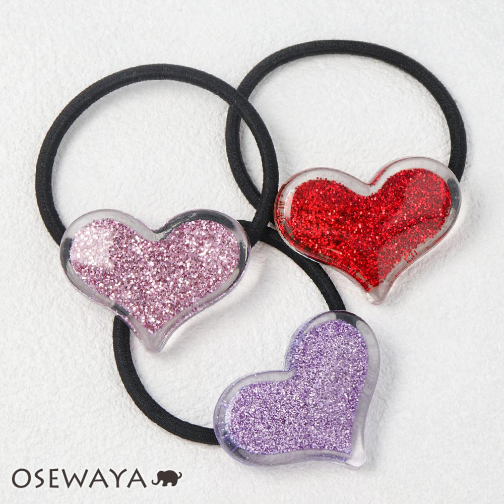ヘアゴム  ジャラジャラヘアゴム  ワインレッド＆ベリー♡ぷっくりハート♡ 楽天市場】ヘアゴム ハート クリア ラメ ヘアポニー | OSEWAYA ヘア