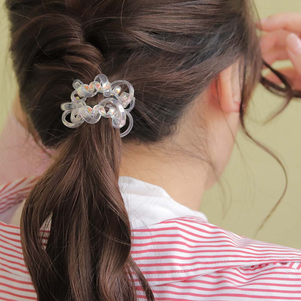 メーカー再生品 ヘアゴム スプリングゴム クリアｘオーロラカラー 2重 シンプル ヘアポニー ヘアアクセサリー ヘアアクセ レディース 女性 大人っぽい プレゼント ギフト 結婚式 カジュアル おしゃれ オシャレ かわいい 可愛い Ebrarmedya Com
