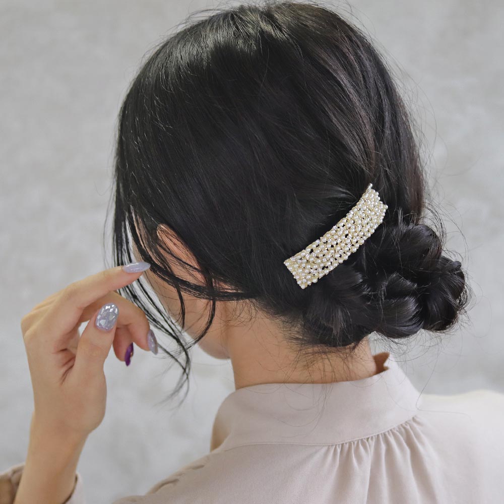 春のコレクション 49 Offクーポン配布中 バレッタ メタル パヴェ パール ストーン レクタングル カーブ すべり止め付き ヘアアクセサリー ヘアアクセ レディース 女性 大人 プレゼント ギフト 結婚式 カジュアル おしゃれ オシャレ かわいい 可愛い シンプル