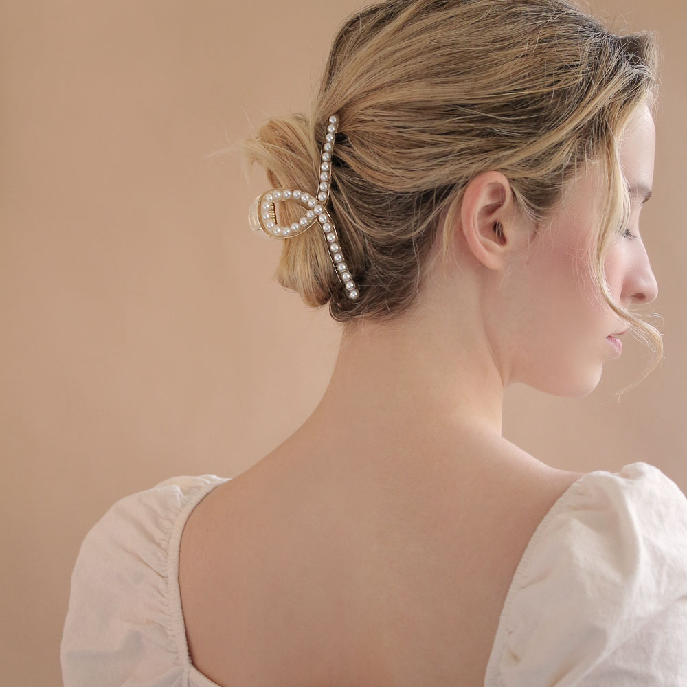 ヘアクリップパールクリアバンスクリップ|ヘアアクセサリーヘアアクセレディース女性大人プレゼントギフト結婚式カジュアルおしゃれオシャレかわいい可愛いシンプル