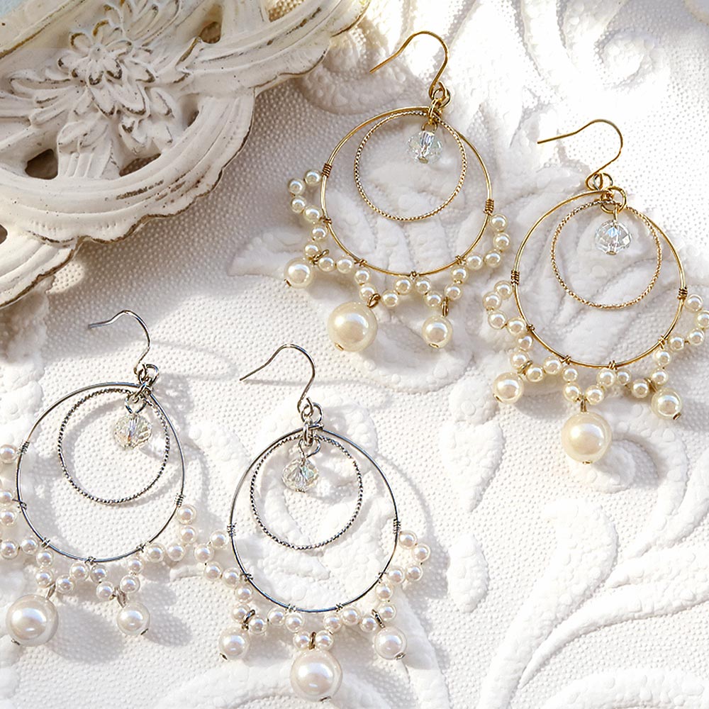 楽天市場 送料無料 Olga ピアス ワイヤー ダブル サークル ビーズ パール レース フックピアス アクセサリー レディース 大人 プレゼント ギフト 結婚式 誕生日 おしゃれ オシャレ かわいい 可愛い シンプル Osewaya