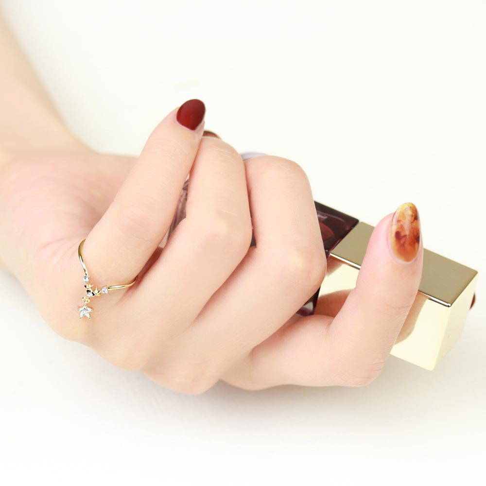 楽天市場 送料無料 リング ニッケルフリー V字 下がり キュービックジルコニア スター ストーン ライン メタル 4号 ピンキーリング 指輪 アクセサリー レディース 女性 大人 プレゼント ギフト 結婚式 誕生日 おしゃれ オシャレ かわいい 可愛い Osewaya