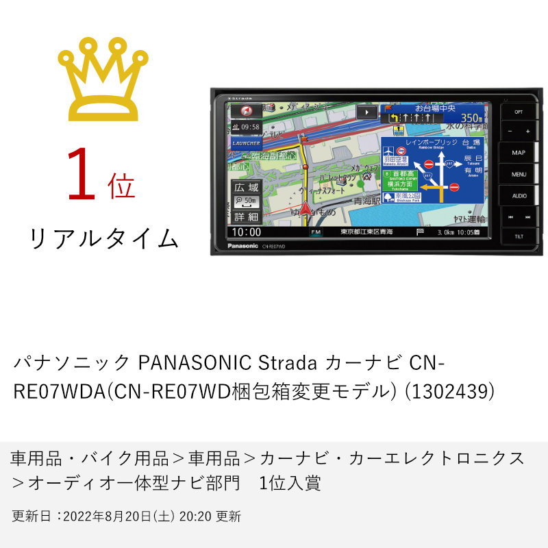 パナソニックPANASONICStradaカーナビCN-RE07WDA(CN-RE07WD梱包箱変更モデル)