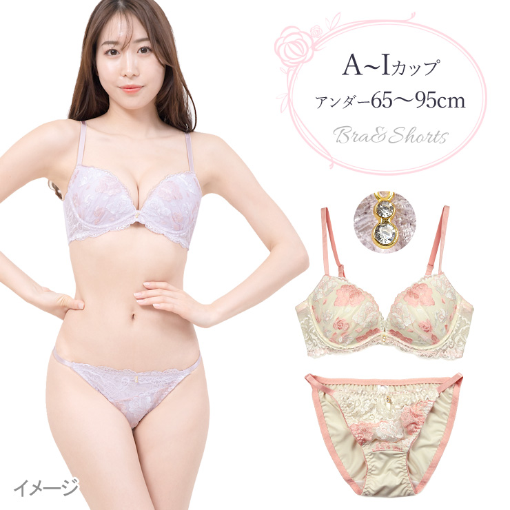 新品未使用【Salute】紫色レースブラジャーショーツセット 脇高刺しゅうレースブラジャーショーツセット（コスモス