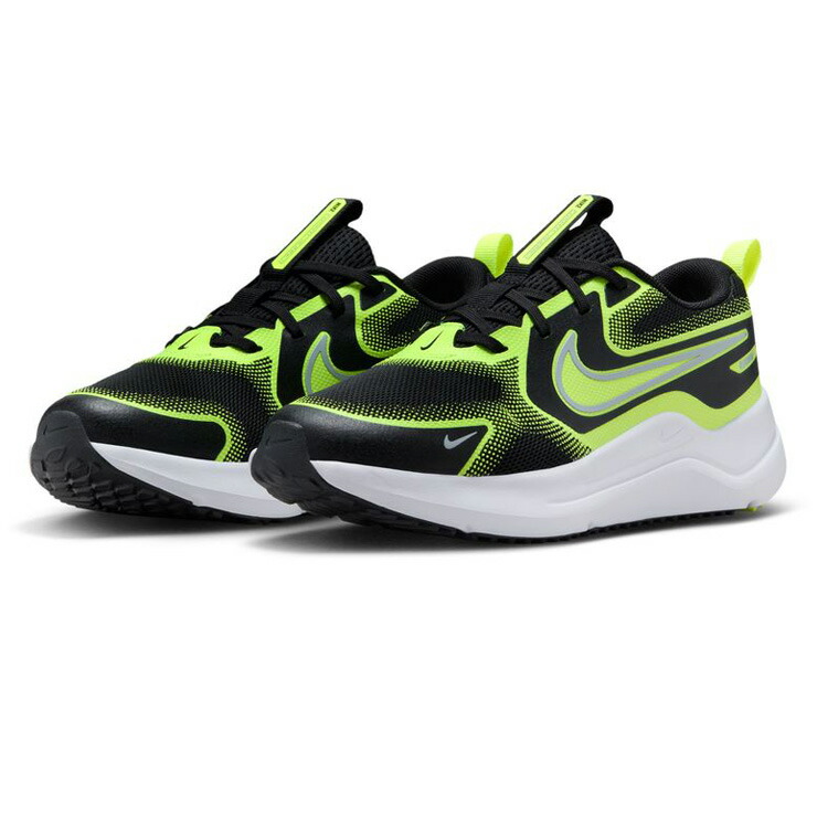 NIKE COSMIC RUNNER(GS) スニーカー シューズ キッズ ジュニア 22.5 23 23.5 24 24.5 25 ナイキ コズミックランナー ローカット HM4402 005 子ども 男児 女児 ひも 運動靴 蛍光 ネオン イエロー ブラック BLACK/WOLF GREY-VOLT画像