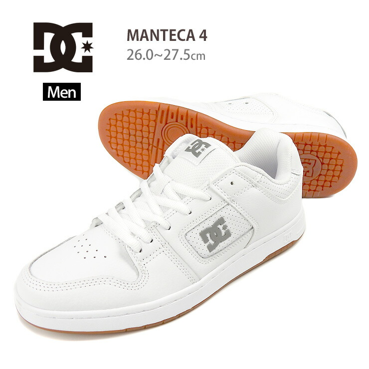 DC SHOES MANTECA 4 スニーカー シューズ メンズ 26 26.5 27 27.5 ホワイト DM005012 ADYS100765 ディーシーシューズ マンテカ ローカット 男性 紳士 レザー レースアップ 紐 ロゴ 白 WH/BATTLSHP/WH(HBW) 【箱アウトレット】