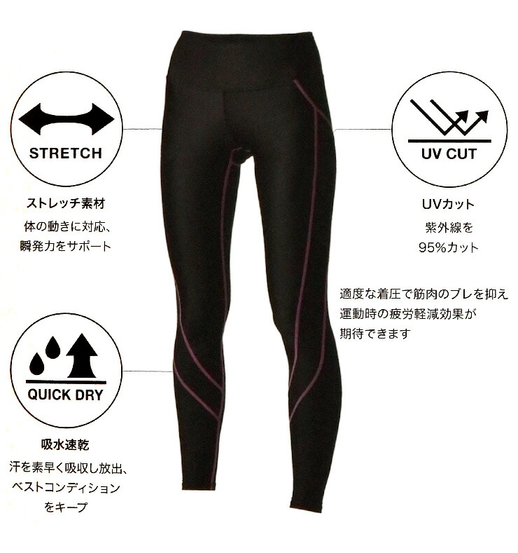 正規通販】 L UVカット レギンス タイツ 吸汗速乾 アンダースパッツ インナータイツ 黒