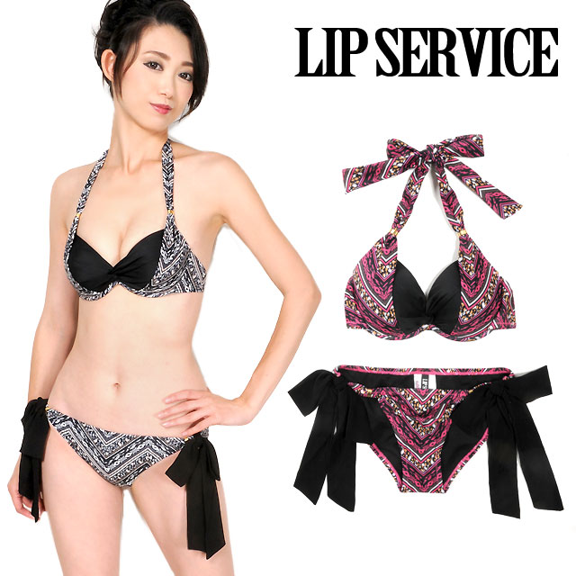 楽天市場 Lip Service エスニック柄ビキニ水着 9m リップサービス レディース 日本製 アジア ホルターネック リボン ブラック エメラルドグリーン ピンク あす楽 おしゃれmarket