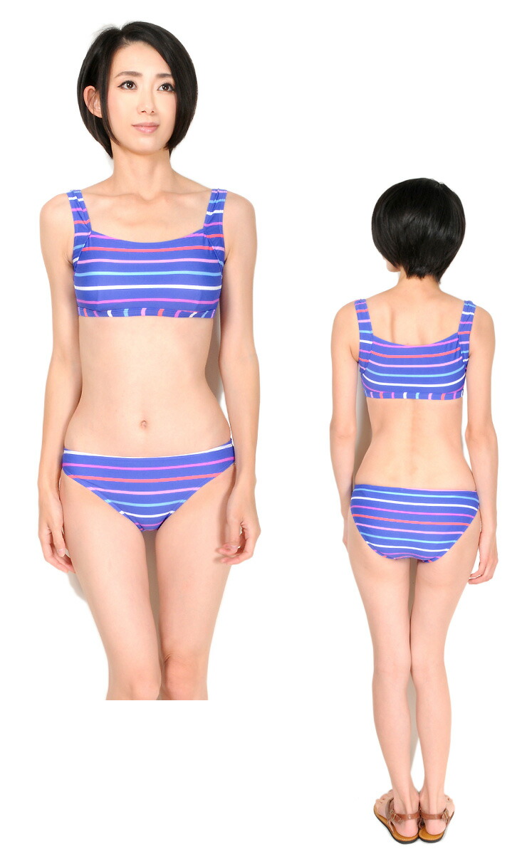 Banana Seven レディース トップス パンツ付き水着4点セット 7s バナナセブン スイムウエア タンキニ フード付きタンクトップ ノースリーブ ショートパンツ 短パン ボーダー 星柄 パープル あす楽 Giosenglish Com