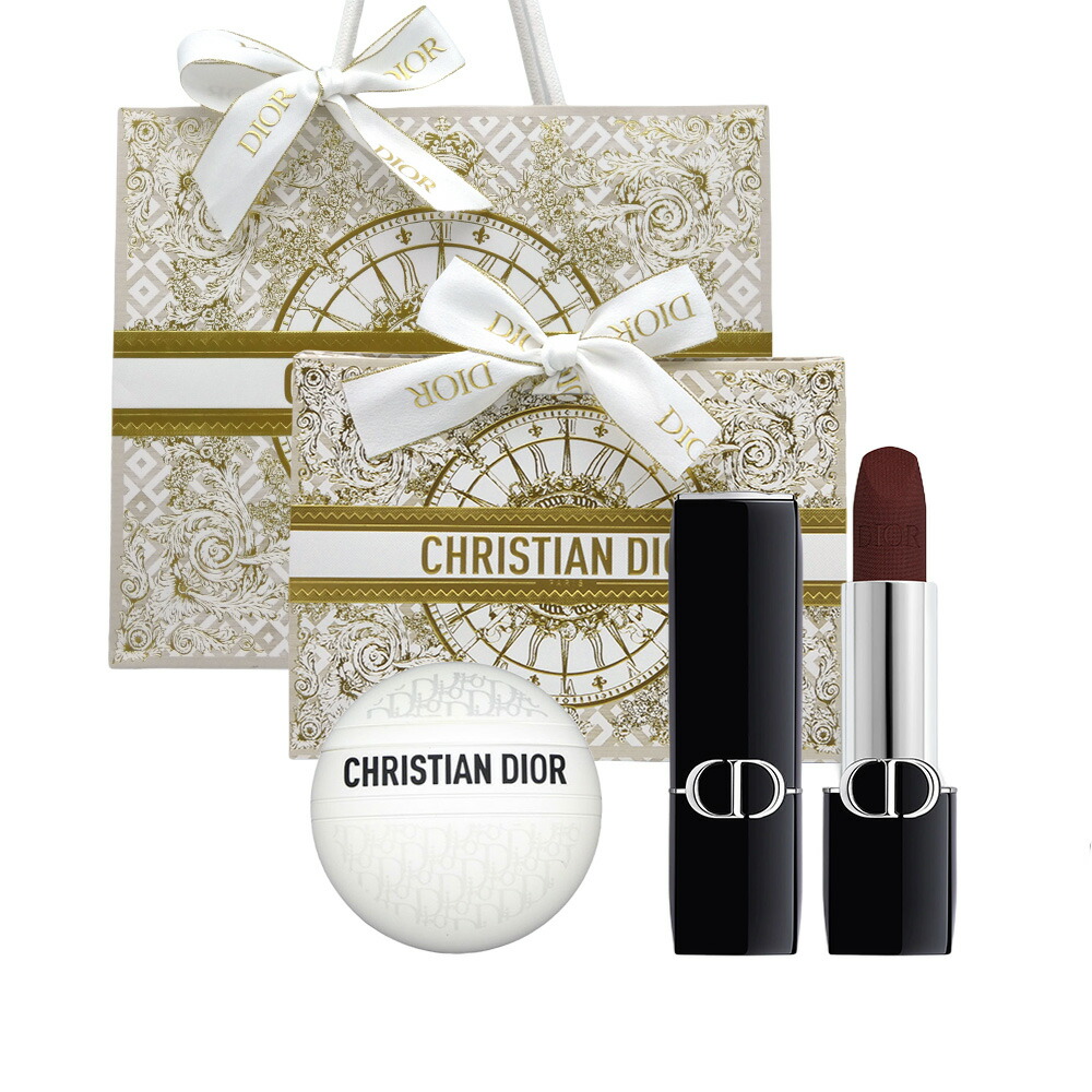 ラッピング済み DIOR ミス ディオール ル ボーム(50ml) ＆ルージュ ディオール バーム＃001 ディオールミッドナイト バーム 　ギフトセット 　プレゼント ギフトBOX ショッパー付き 母の日 ギフトセット ディオール クリスマス コレクション 2024