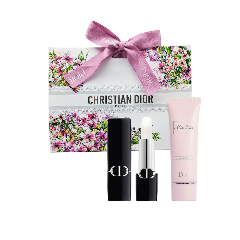 DIOR ディオール フラワーボックス 花クラッチ ギフト セット(ミス ディオール ハンド クリーム+ルージュ ディオール 000) 　プレゼント　誕生日　母の日