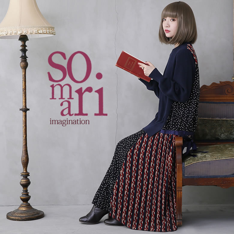 Imagination異素材mix配色ワンピース ロングワンピース こだわり 異素材mix 綿100 レディース ニット オシャレウォーカー 選べるm 3lサイズ展開 Somari メール便不可 ワンピース 異素材mix プリーツ 配色 コットン100 スカート 送料無料 Osharewalker