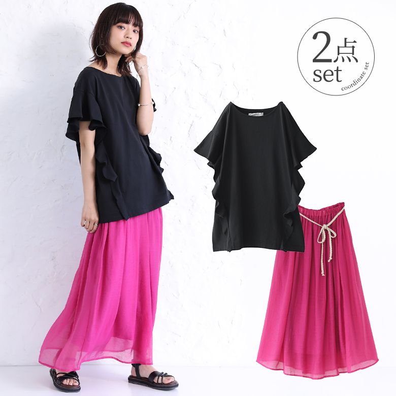 楽天市場】【送料無料】『コラージュプリントT×シャーリングスカート