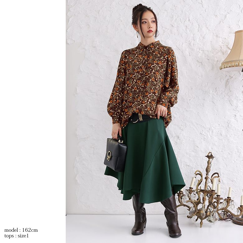 楽天市場 全品送料無料 数量限定 上品で大人可愛いレトロコーデ2点set 福袋 22 レディース 2点セット 秋冬 ブラウス シャツ 長袖 花柄 スカート ロング フレア きれいめ 返品 交換不可 メール便不可 オシャレウォーカー Osharewalker