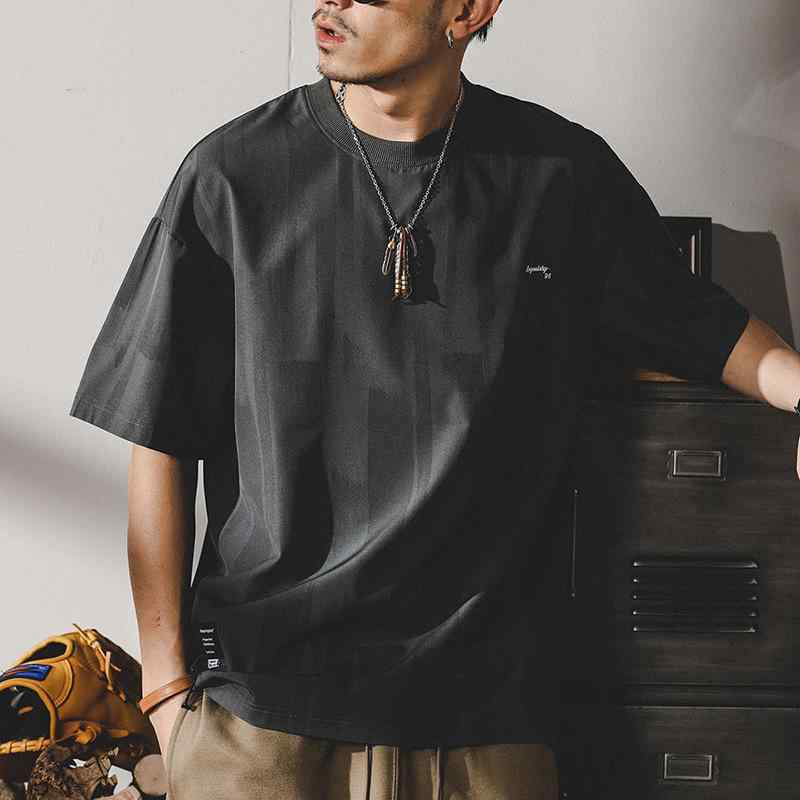 Tシャツ メンズ 男性用 接触冷感 速乾 ゆったり ルーズフィット 薄手 半袖 アメカジスタイル アウトドア 通勤 普段使い クルーネック 丸首 抗菌 綿素材 ロゴプリント 幾何学模様 ダークグレー ライトグレー ブラック 春夏