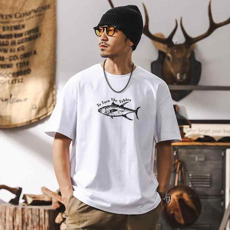 Tシャツ メンズ ヘビーウェイト 厚手 プリント 半袖 春夏 アメリカンレトロ アメカジ カジュアル トップス オーバーサイズ ビッグシルエット クルーネック ドロップショルダー コットン 綿 抗菌 ホワイト ブラック