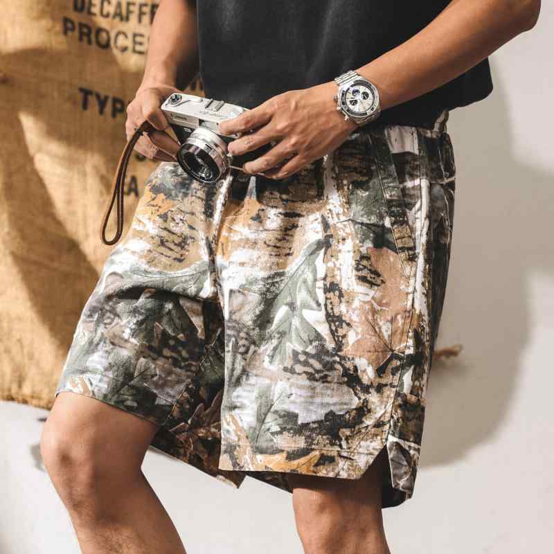ショートパンツ メンズ 男性用 中華風 レトロ 迷彩 カーゴパンツ 5分丈 ハーフパンツ 麻素材 ラミー ゆったり ルーズフィット 薄手 夏 ビーチ リゾート ストレート アメカジ カジュアル グレー カーキ